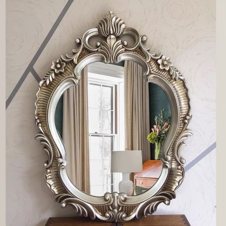 Baroque Style Silver Wall Mirror Model C
