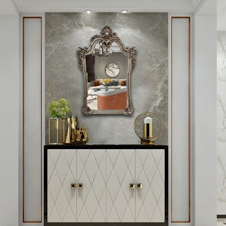 Baroque Curved Silver Wall Mirror Model C