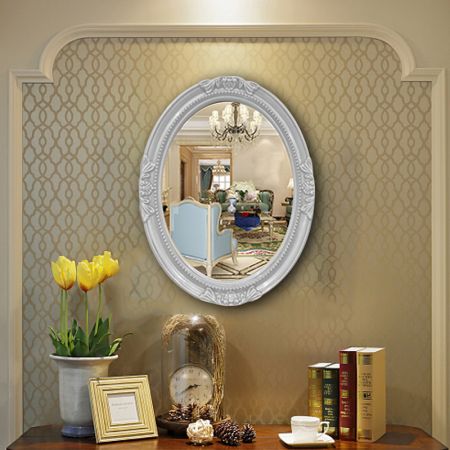 Barocco With Silver Framed Oval Silver Wall Mirror Model B