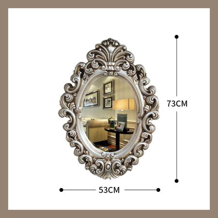 Barocco Style Gold/Silver/White With Silver Framed Oval Silver Wall Mirror Model A-White With Silver