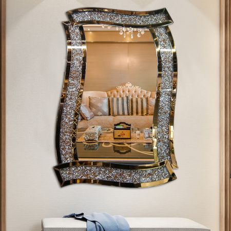 Irregular Crystal Silver Wall Mirror