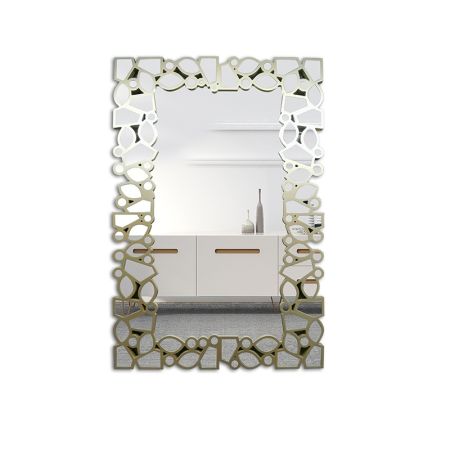 Rectangle Silver Wall Mirror with Irregular Pattern