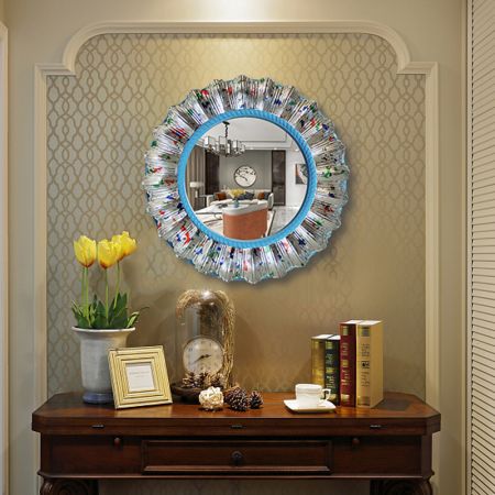 Colorful Sunburst Silver Wall Mirror