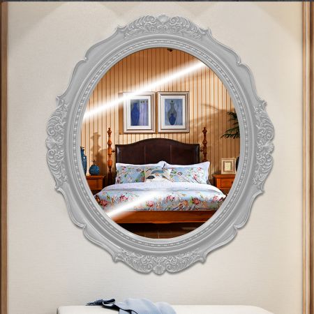Barocco Style With Silver Framed Oval Silver Wall Mirror Model C