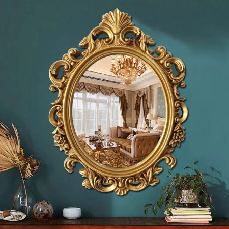 Baroque Oval Silver Wall Mirror Model D