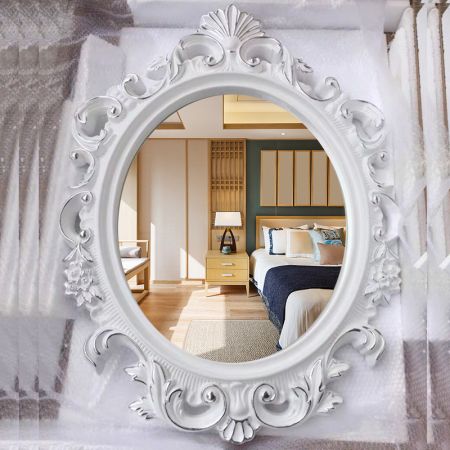 Baroque Oval Silver Wall Mirror Model D