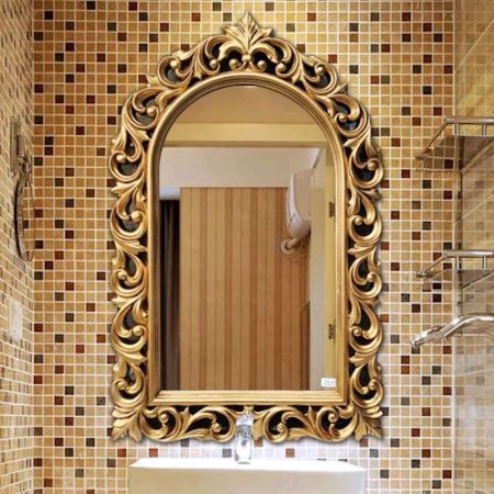 Baroque Arched Silver Wall Mirror