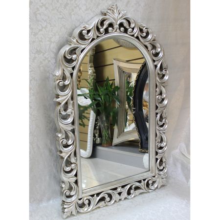 Baroque Arched Silver Wall Mirror