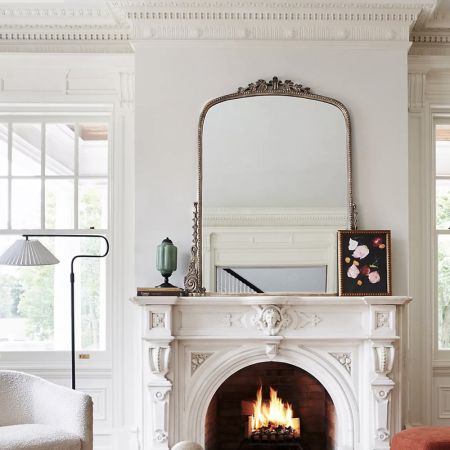 Mini Barocco Style With Silver Framed Arched Silver Wall Mirror Full Length Mirror