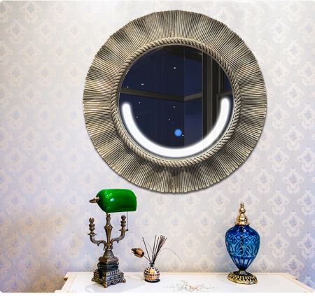 Vintage Round Wall Mirror with Silver Frame