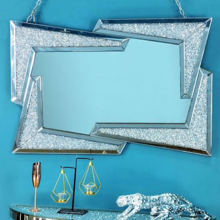 Irregular Crushed Diamond Silver Wall Mirror