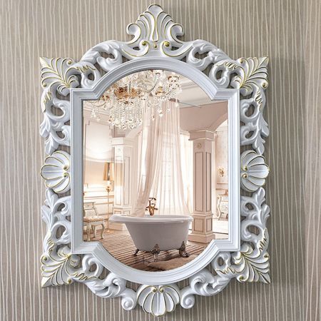 Baroque Curved Silver Wall Mirror Model D
