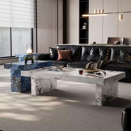 Dual Vein Sintered Stone Rectangular Coffee Table