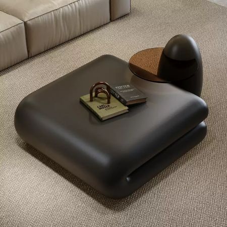 Modern Book-Shape Plywood Square Coffee Table Set of 2