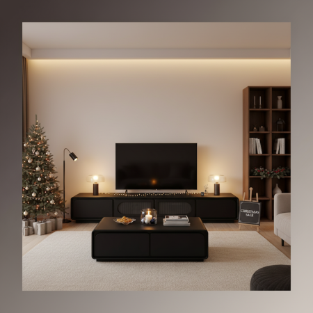 Modern French-Inspired Minimalist TV Unit