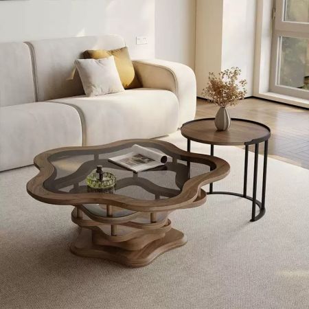 Abyss Wave Glass Nesting Coffee Table Set of 2