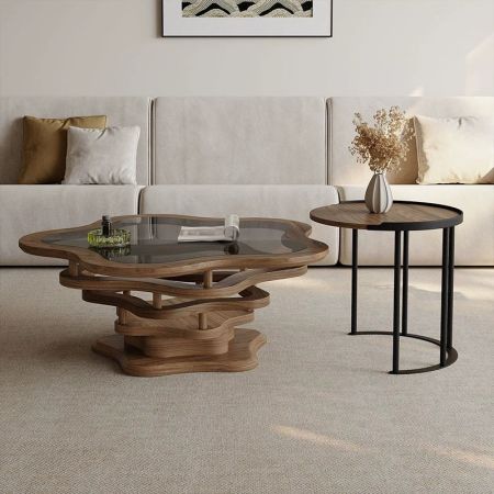 Abyss Wave Glass Nesting Coffee Table Set of 2