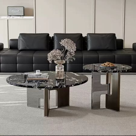 Timeless Noir Marble Nesting Coffee Table Set of 2