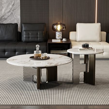 Timeless Noir Marble Nesting Coffee Table Set of 2