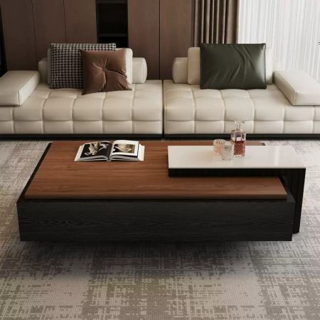 Nord Mood Modular Rectangular Coffee Table Set of 2 with Movable Glass Side Table