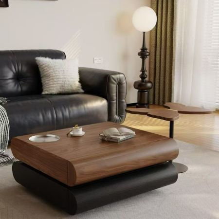 Gemu Duo Rotatable Square Coffee Table with Butterfly Side Table Set of 2