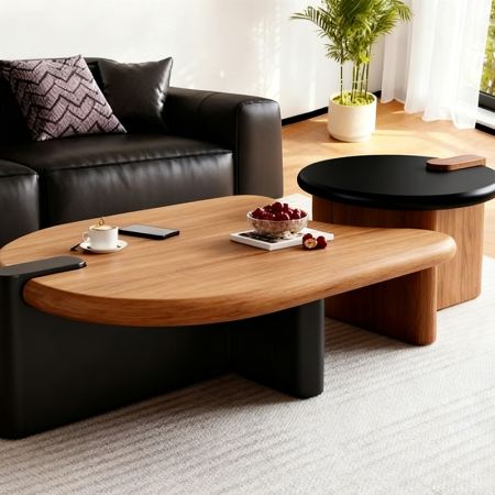 Halfmoon Dual-Height Coffee Table Set of 2