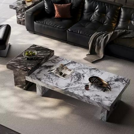 Dual Vein Sintered Stone Rectangular Coffee Table