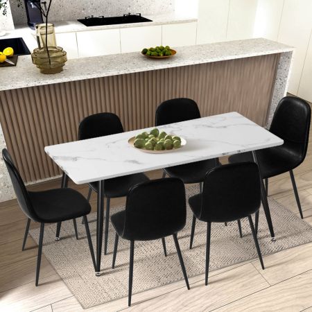 Oikiture 2x Dining Chairs PU Leather Black