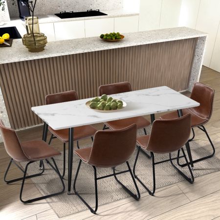 Oikiture 2x Dining Chairs Lounge Retro Padded Seat PU Brown