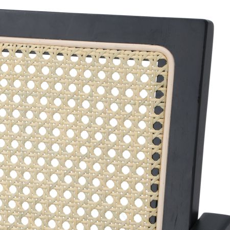 Oikiture 2x Dining Chairs Rattan Chair Wooden Black