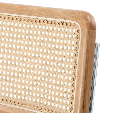 Oikiture 2x Rattan Dining Chair Steel Frame Leather Seat Brown