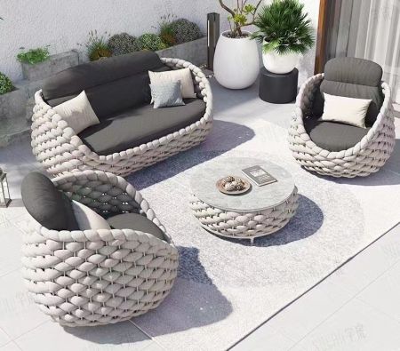 Modern Aluminum Frame Woven Outdoor Sofa