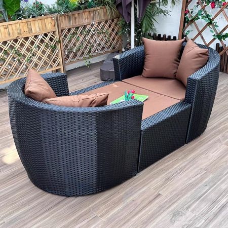 Outdoor Aluminium + PE Rattan 1+1+Ottoman Chair Set/Sofa Bed/Daybed More Sizes and Colours are Customisable