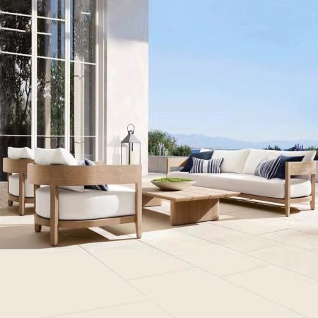 Minimalist Outdoor Aluminium 1+1+2+T Sofa & Lounge Sets with Table & Chairs More Sizes and Colours and Teak Wood are Customisable