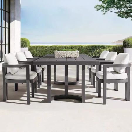 Minimalist Outdoor Aluminium Dining Table & Chair Set MCS03 More Sizes and Colours and Teak Wood are Customisable