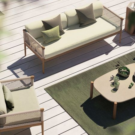 Outdoor Aluminium & PE Rope Sofa & Lounge Set 1+1+2+T More Colours Sizes and Teak Wood are Customisable
