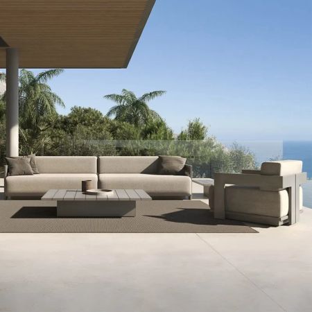 Outdoor Modern Aluminium Frame Country Terrace Patio Sofa Set 1+1+3+T More Colours Sizes and Teak Wood are Customisable