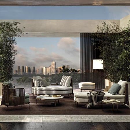 Minimalist Outdoor Aluminium PE Rattan Patio Sofa & Lounge Set More Colours and Sizes are Customisable