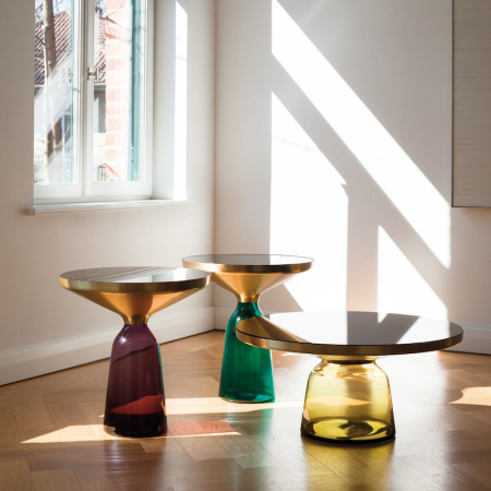 Bell Style Metal & Glass Round Coffee Table Side Table