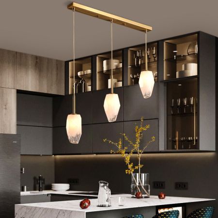 Opal Frosted Glass Tulip Bud Pendant Light in Gold (1-5 Heads)