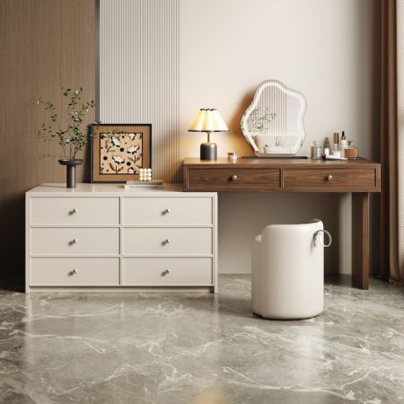 Minimalist Luna Linear Vanity & Dresser Set wit hMirror and Chair