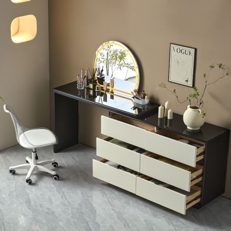 DualTone Vanity & Dresser Set with Mirror and Chair