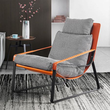 Saddle Leather Lounge Accent Leisure Chair