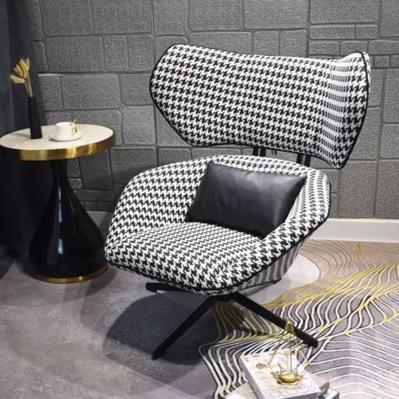 Modern Hundstooth/PU Leather Leisure Swivel Chair
