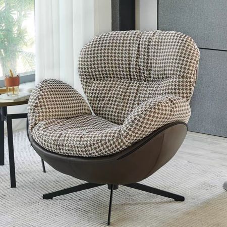 Durable PU Leather Swivel Chair Leisure Chair Armchair with Ottoman