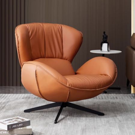 Orange Faux Leather Swivel Chair Leisure Chair Armchair