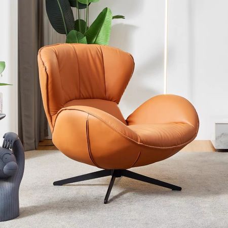 Orange Faux Leather Swivel Chair Leisure Chair Armchair