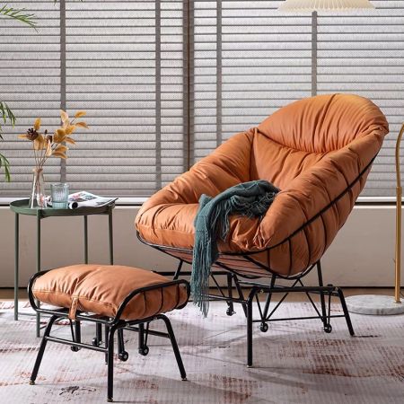 Down Filling Postmodern Rocking Leisure Chair Armchair with Ottoman