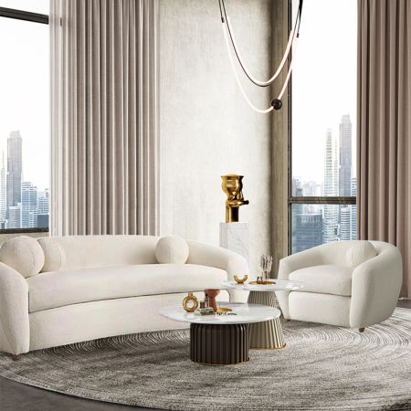 Vintage Curved Upholstered Sofa 1-3 Seater (Custom Colors & Sizes)