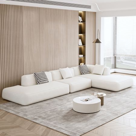 Modern Microfiber Leather Modular Sofa Set 6-8 Seater (Custom Colors & Sizes)